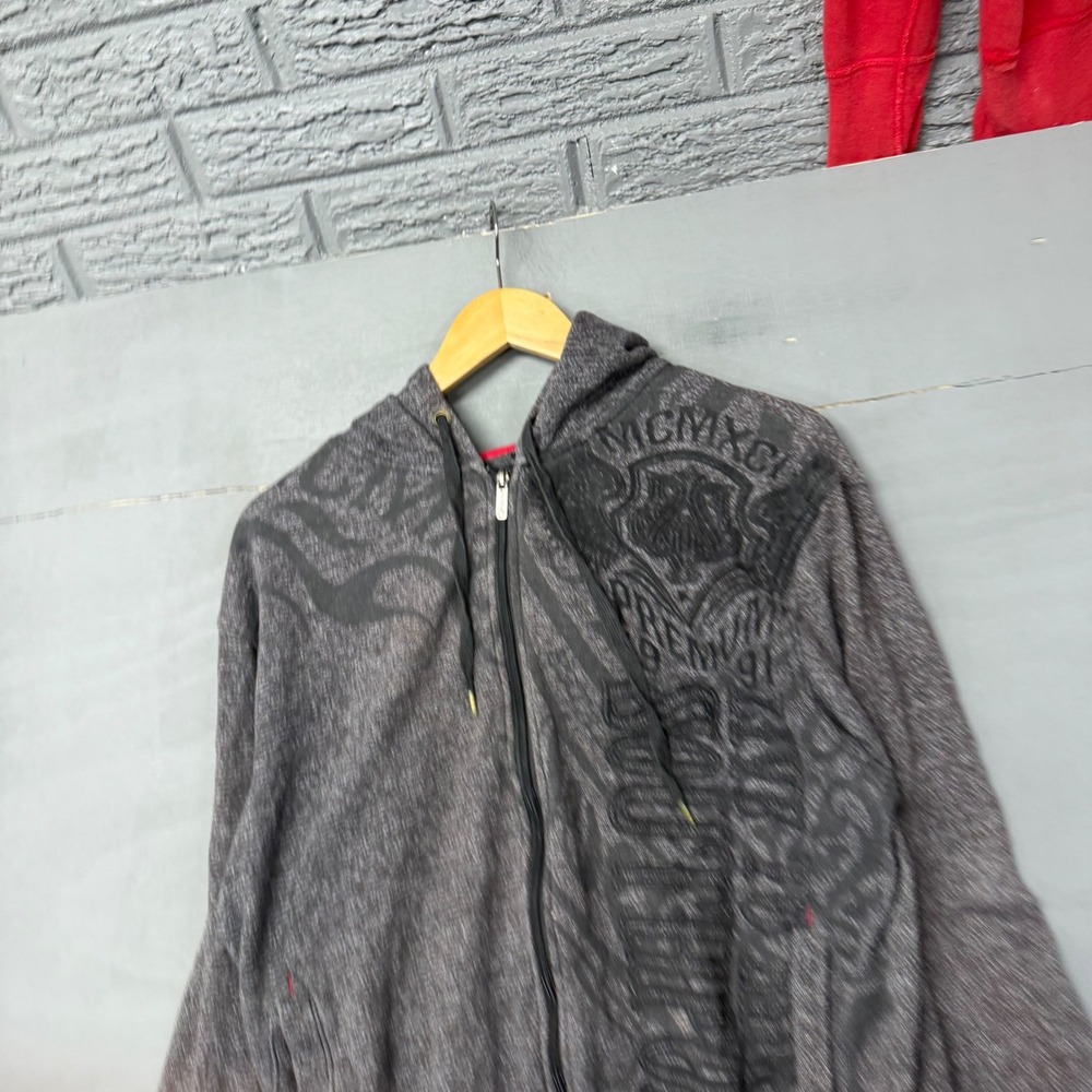 Southpole Mens Large‎ Charcoal Grey Graphic Zip Up Hoodie MCMXCI Streetwear L